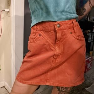 Orange denim skirt